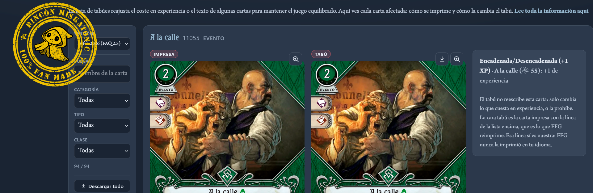 Lista de Tabúes en The Living Arkham